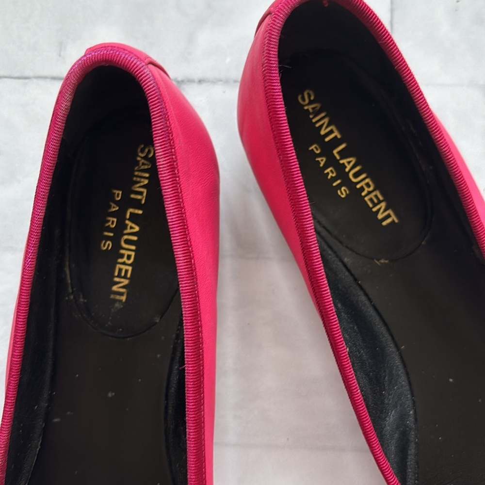 Saint Laurent Raspberry Dance Leather Ballet Flats - Picture 3 of 16